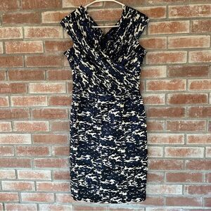 Teri Jon Rickie Freeman Metallic Blue Off Shoulder Midi Dress Size 10